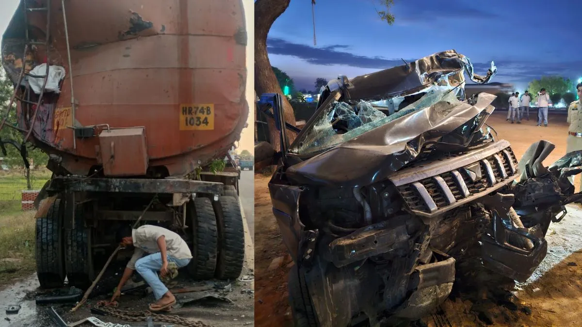 टैंकर में बोलेरो ने पीछे से मारी टक्कर। - India TV Hindi