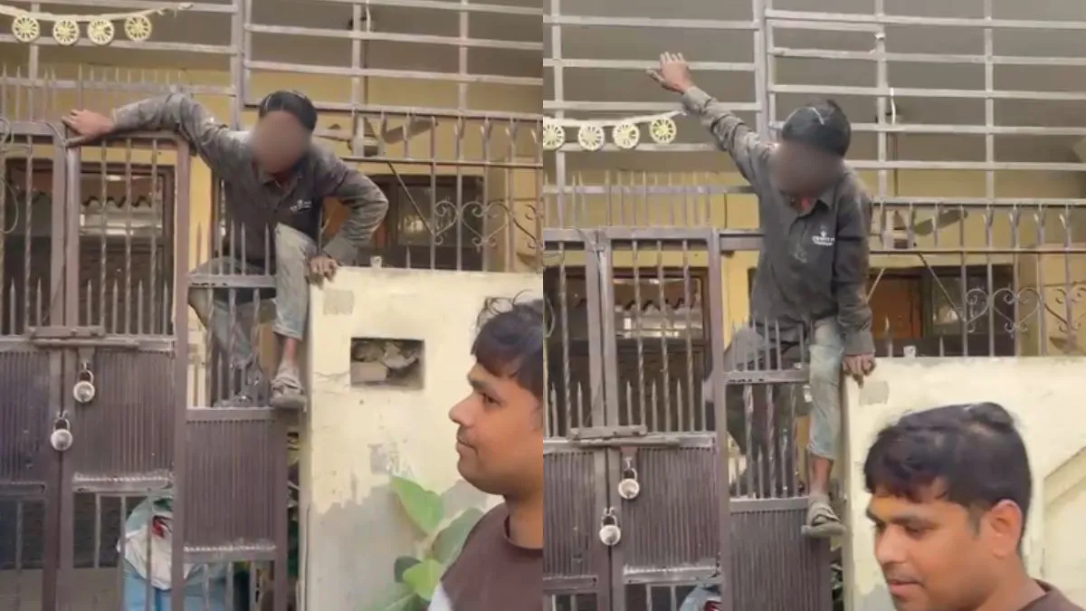 ग्रिल में फंसा हुआ चोर- India TV Hindi