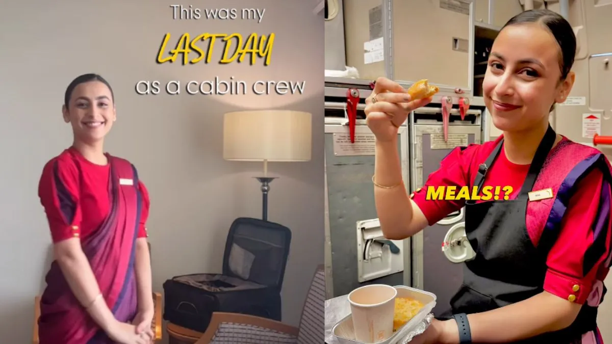 cabin crew member video, aaj ka viral video : केबिन क्रू मेंबर ने 5 साल बाद छोड़ी नौकरी - India TV Hindi