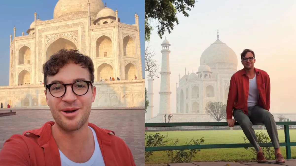 American Vlogger Video, Amercian Vlogger Taj Mahal Visit, Aaj Ka Viral Video, Taj Mahal Agra, Vi- India TV Hindi