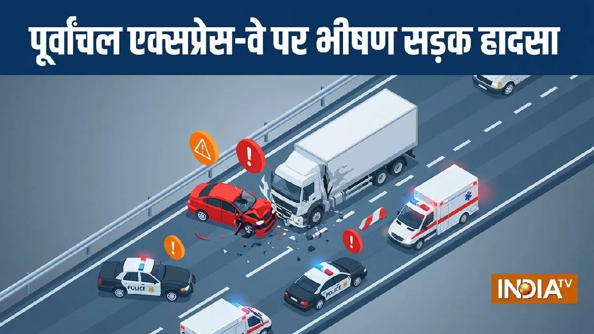 पूर्वांचल एक्सप्रेस-वे पर भीषण रोड एक्सीडेंट- India TV Hindi