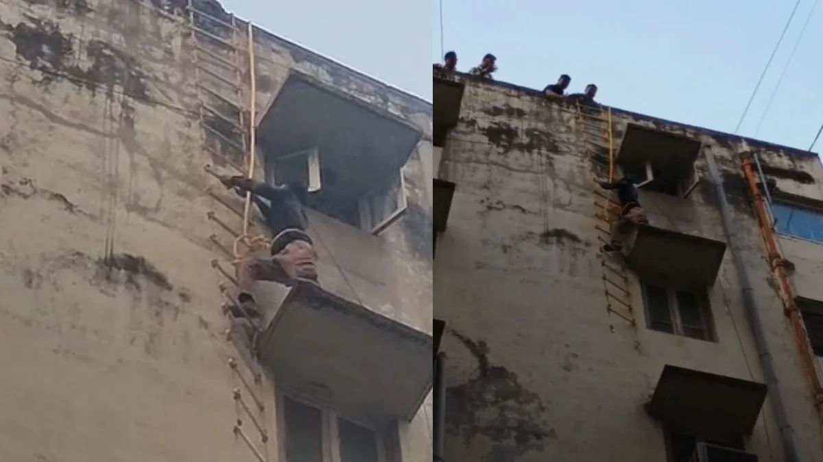 Husband gets stuck on fifth-floor balcony after fight with wife- India TV Hindi
