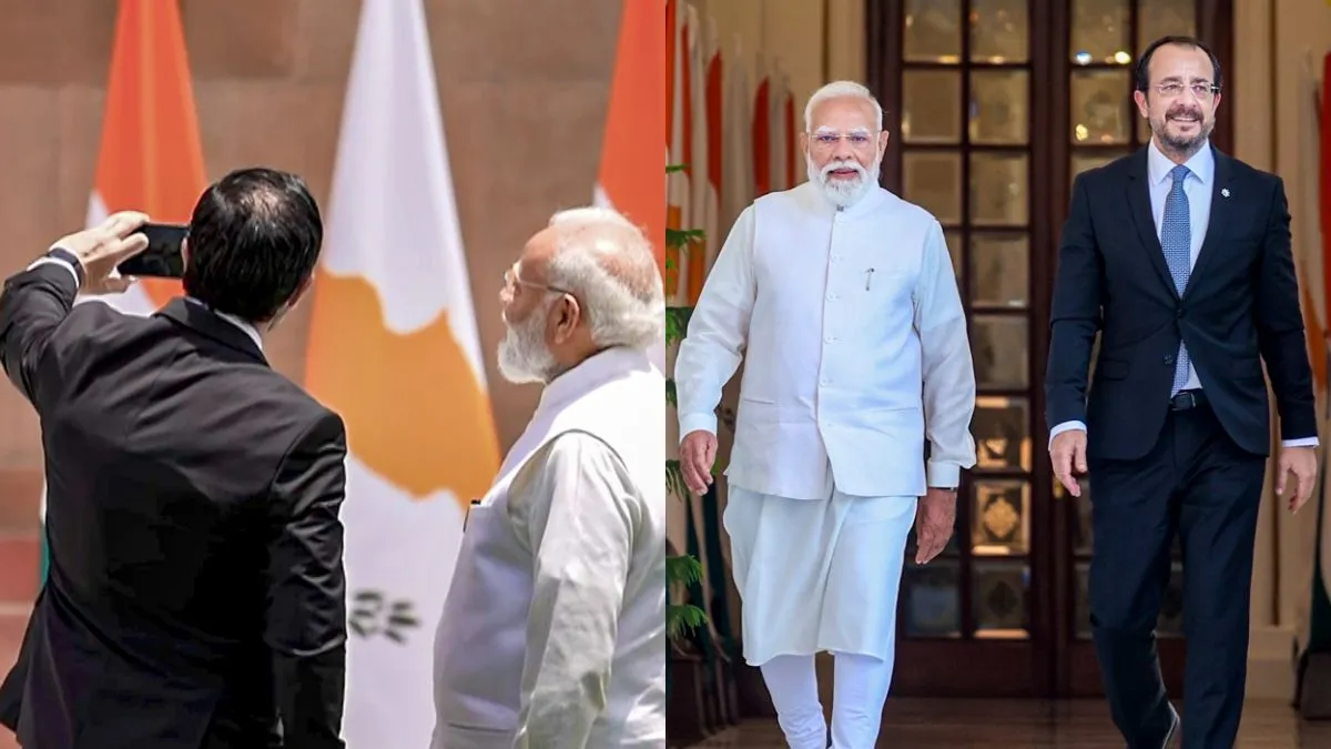 PM Modi Cyprus President selfie, Narendra Modi latest meeting, Cyprus President Nikos Christodoulide- India TV Hindi