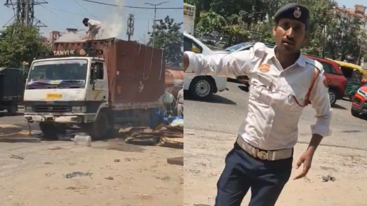 Gurugram traffic police video, truck fire Gurugram, viral slap video- India TV Hindi