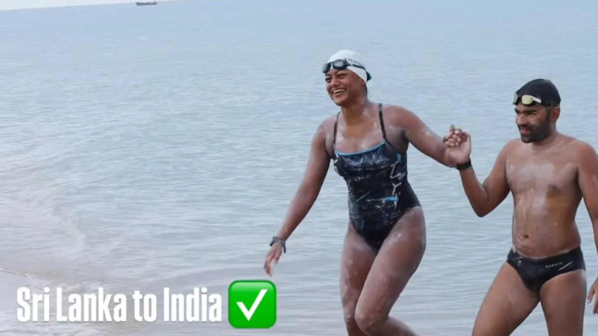  Sri Lanka to India swimming contest, aaj ka viral video, Bengaluru couple record, viral news, india- India TV Hindi