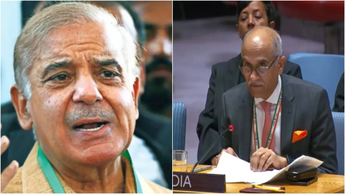 पाक पीएम शहबाज शरीफ और UN में भारत के स्थायी प्रतिनिधि राजदूत हरीश पर्वतनेनी- India TV Hindi