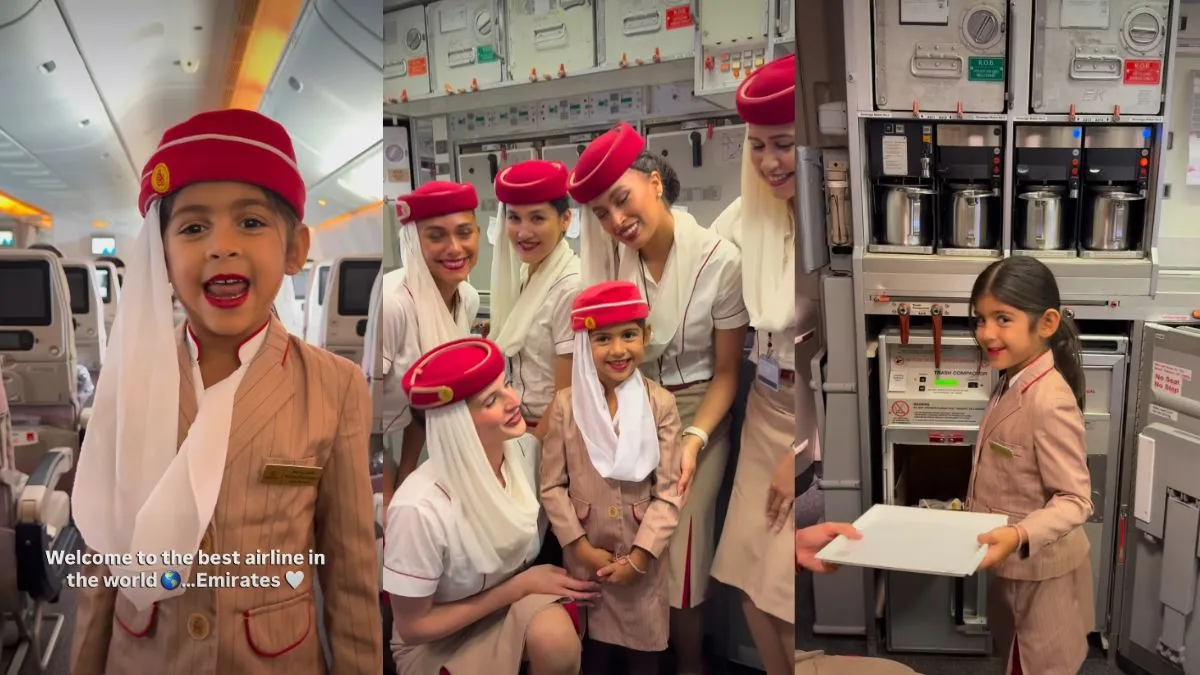 cute girl video, cute girl in Emirates flight, Emirates flight video, viral video, viral news, news - India TV Hindi
