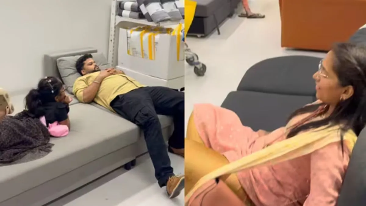 zero civic sense another video viral customers starts rest on display furniture in shop - India TV Hindi