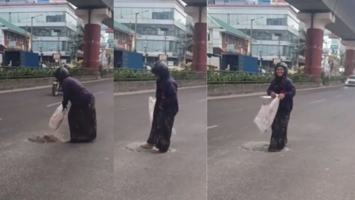 Bengaluru woman video, Bengaluru woman pothole video, Bengaluru video, viral video - India TV Hindi
