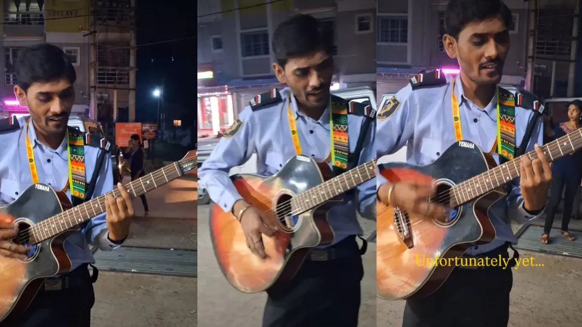 security guard played guitar video, viral video, security guard video, security guard viral video - India TV Hindi