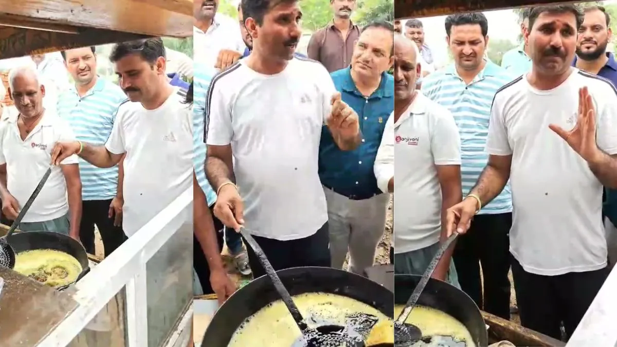हरियाणा: बीजेपी विधायक सतपाल जांबा ने तले समोसे, बोले- 'बहुत मुनाफा है, मेरी भी रेहड़ी लगवा दो'