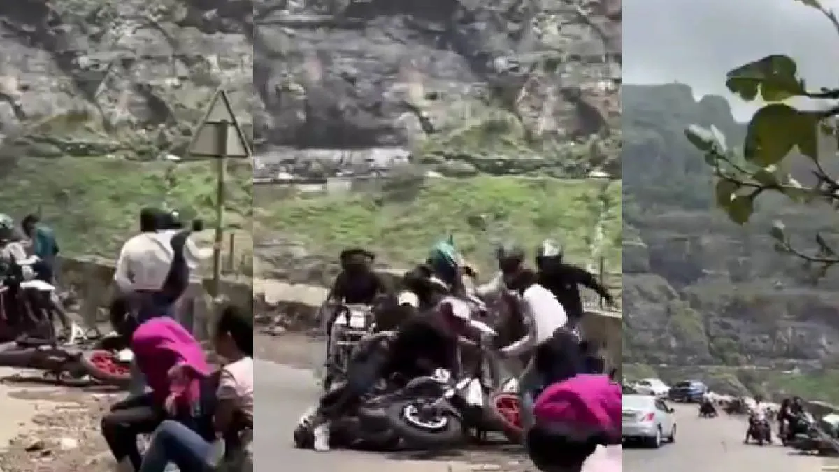आंधी से कई बाइक सवार सड़क पर गिर पड़े - India TV Hindi