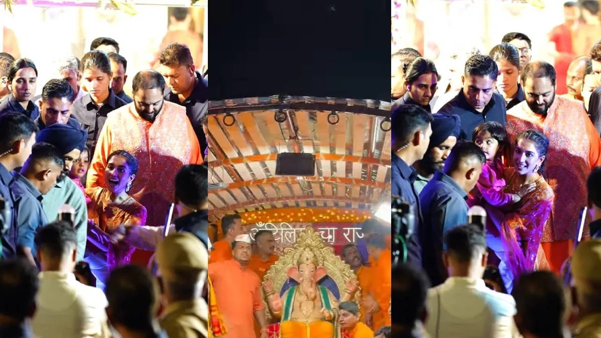 अनंत अंबानी ने एंटीलिया में किया बप्पा का स्वागत, कृष्णा को गोद में लिए झूमीं राधिका मर्चेंट, ग्रैंड अंदाज में हुई गणेशोत्सव की शुरुआत