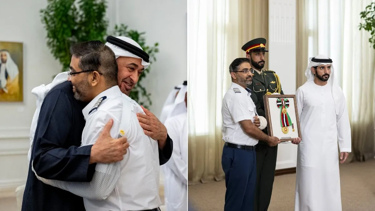 फ्लाईदुबई के कैप्टन स्मित मच्छार को UAE के राष्ट्रपति ने गले लगाया, 'ऑर्डर ऑफ जायेद II' से किया सम्मानित