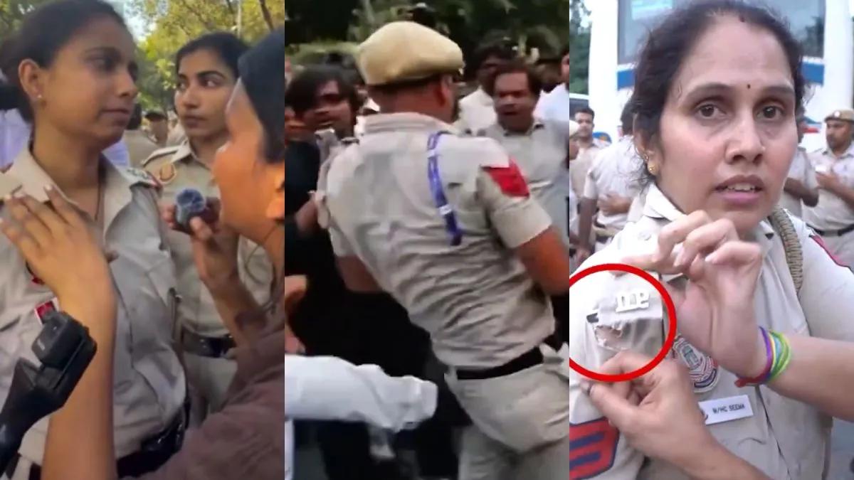 कांग्रेस के प्रदर्शन के दौरान महिला पुलिसकर्मियों से बदसलूकी, दिल्ली पुलिस ने पोस्ट किए वीडियो