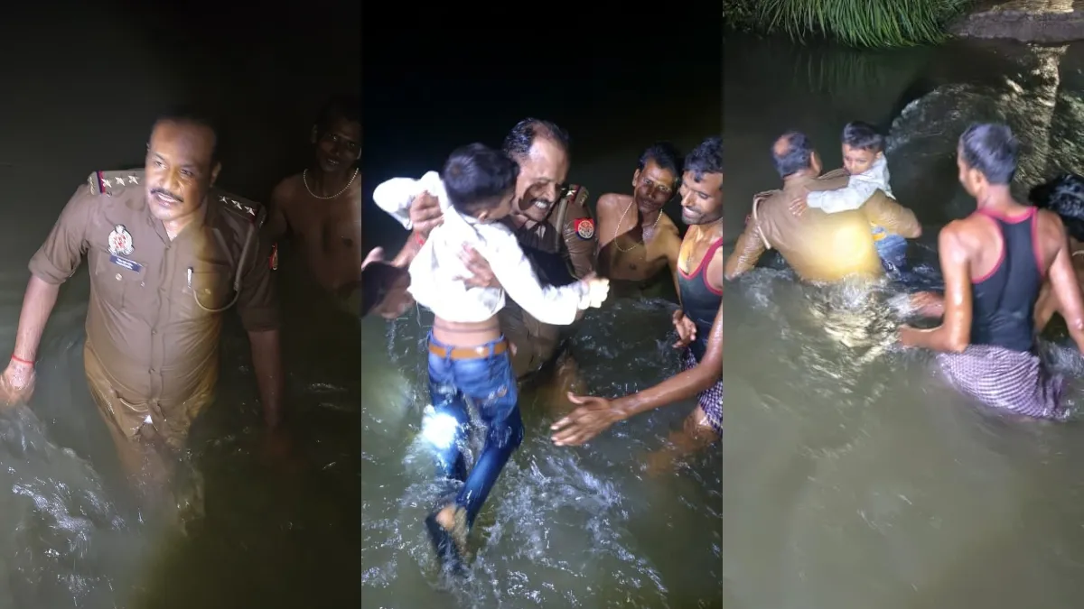 बाढ़ में टूटी सड़क पर पलटी नाव, बच्चों सहित 12 लोगों की पुलिस ने बहादुरी से बचाई जान