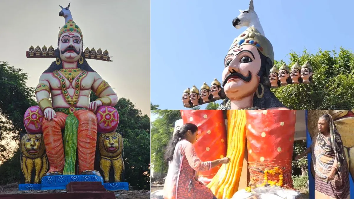 मंदसौर में रावण की प्रतिमा के ऊपर क्यों रखा गया गधा? महिलाएं करती हैं घूंघट, पैर में धागा बांधने की भी है मान्यता