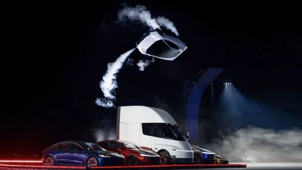 हवा में उछली, गुलाटी खाकर सुरक्षित लैंड हुई... Tesla की उड़ने वाली कार ने मचाया तहलका; आते ही छा गई सुपरकार; Video