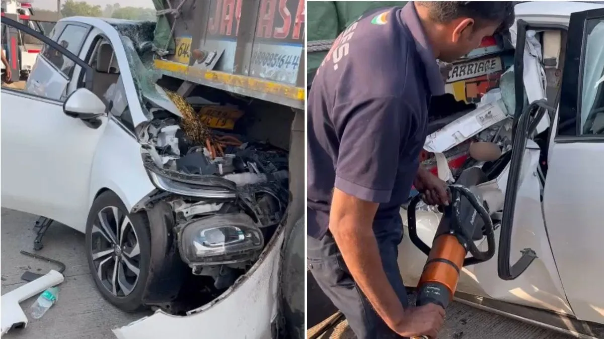 दिल्ली-मुंबई एक्सप्रेस हाईवे पर भीषण हादसा, खड़ी ट्रक में घुसी इलेक्ट्रिक कार, बच्चे और महिला की दर्दनाक मौत