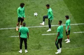  Players juggle the ball during a Saudi Arabia training...- India TV Hindi