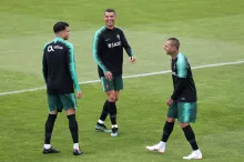 Cristiano Ronaldo laughs with Portugal's forward Ricardo...- India TV Hindi
