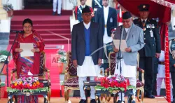 Bidhya Devi Bhandari and Khadga Prasad Oli | AP Photo- India TV Hindi