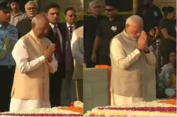 <p>President Ramnath Kovind and PM Modi at Rajghat </p>- India TV Hindi