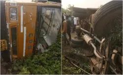 <p>school bus overturned in Hoshangabad</p>- India TV Hindi