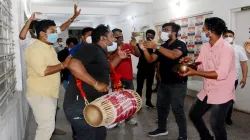 Activists of Asom Gana Parishad (AGP) allied with BJP celebrate after crossing the half way mark dur- India TV Hindi