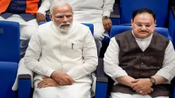 Prime Minister Narendra Modi with BJP National President JP Nadda and other leaders during the BJP P- India TV Hindi