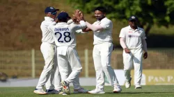 Mukesh Kumar celebrates a wicket during 2nd unofficial Test...- India TV Hindi