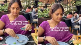 'ये देखकर जापानी बेहोश हो जाएंगे..' दाल चावल के साथ Sushi खाती म​हिला को देख बोले यूजर्स, Video Viral 
