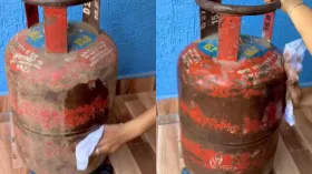 सिलेंडर के अंदर बची गैस पता करने का तरीका हुआ वायरल, आप भी देखें यह Video