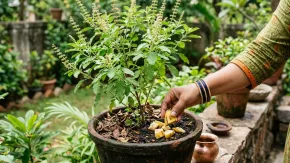 तुलसी के पौधे में केले का छिलका डालने से क्या होता है? 