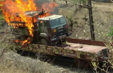 Four army trucks damaged in fire on moving goods train in Madhya Pradesh's Betul- India TV Hindi