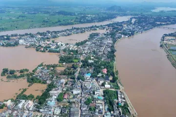 <p>Aerial view of flood-affected Ganjam district,</p>- India TV Hindi