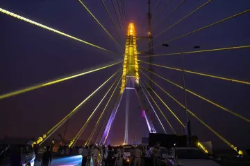 <p>A view of the newly inaugurated Signature Bridge during...- India TV Hindi