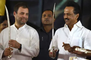 <p>Congress President Rahul Gandhi and DMK president MK...- India TV Hindi