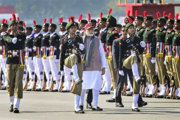 Prime Minister Narendra Modi inspects guard of honour at the Prime Minister's NCC Rally in New Delhi- India TV Hindi