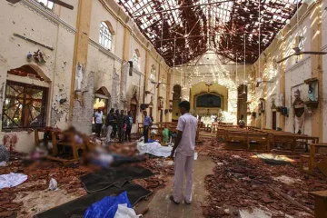 <p>Dead bodies of victims lie inside St. Sebastian's Church...- India TV Hindi