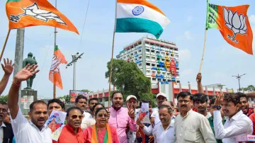 <p>Bharatiya Janata Party workers celebrate government's...- India TV Hindi