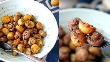 Pan Roasted Garlic Mushroom and Baby Potatoes- India TV Hindi