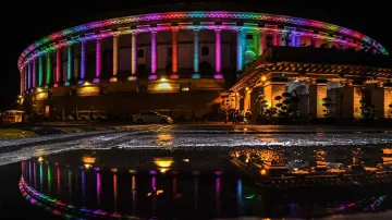 <p>A view of illuminated Parliament</p>- India TV Hindi