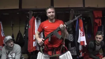 Saveli Kononov player Of Russian Goal Keeper gets AK 47 rifle on being made 'man of the match', watc- India TV Hindi