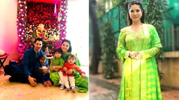 Sunny Leone Celebrates Ganesh Chaturthi With Kids- India TV Hindi