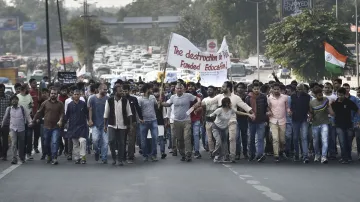 Jawaharlal Nehru University students during a protest- India TV Hindi