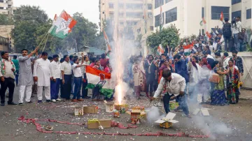 <p>Congress Supporters</p>- India TV Hindi