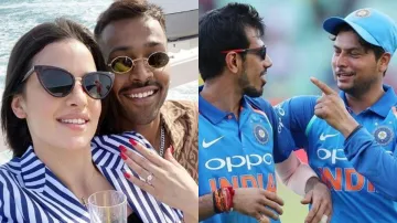 Yuzvendra Chahal, Kuldeep Yadav, Hardik Pandya, Natasa Stankovic, Hardik Pandya engagement- India TV Hindi