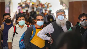 <p>Jammu: Passengers wear masks a precautionary measure...- India TV Hindi