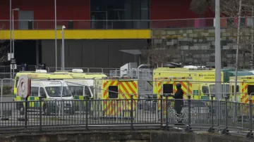<p>A line of London ambulances outside the ExCel center,...- India TV Hindi